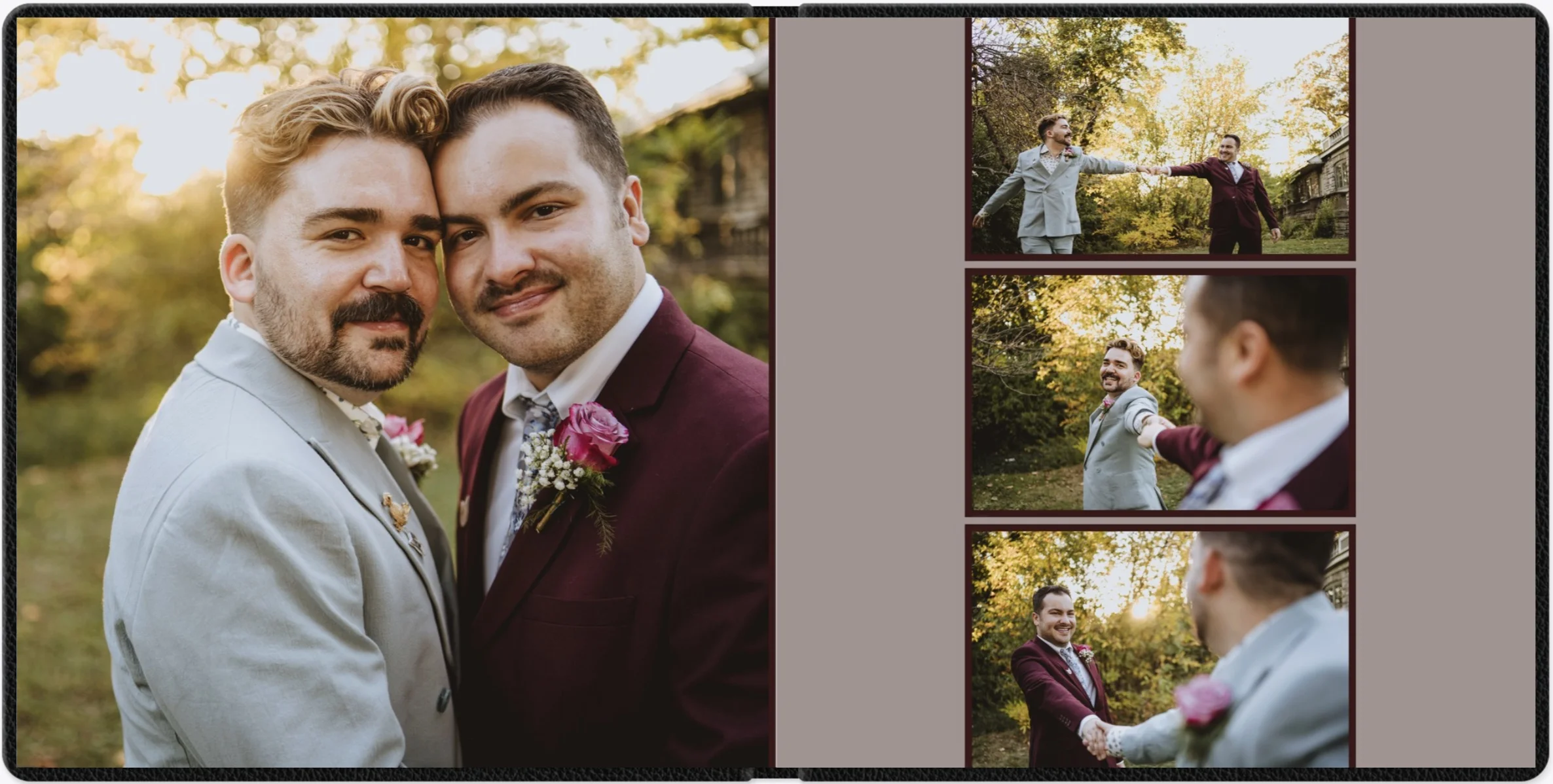 Wedding album spread designed in BookProofs